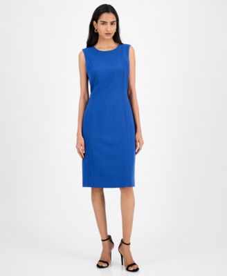 Kasper - Crepe Sleeveless Round-Neck Sheath Dress, Regular & Petite