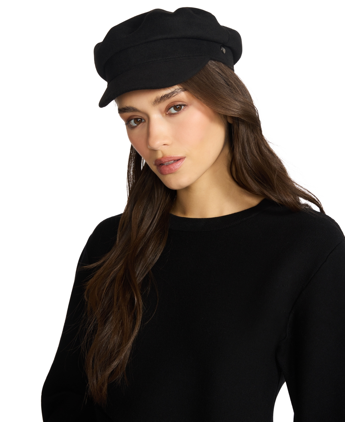 Steve Madden Preppy Baker Boy Hat In Black