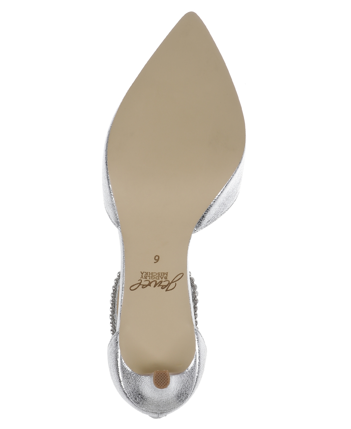 Jewel Badgley Mischka Maya Ankle Strap Pointed Toe Pump In Silver