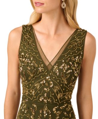 Women's Beaded V-Neck Party Dress