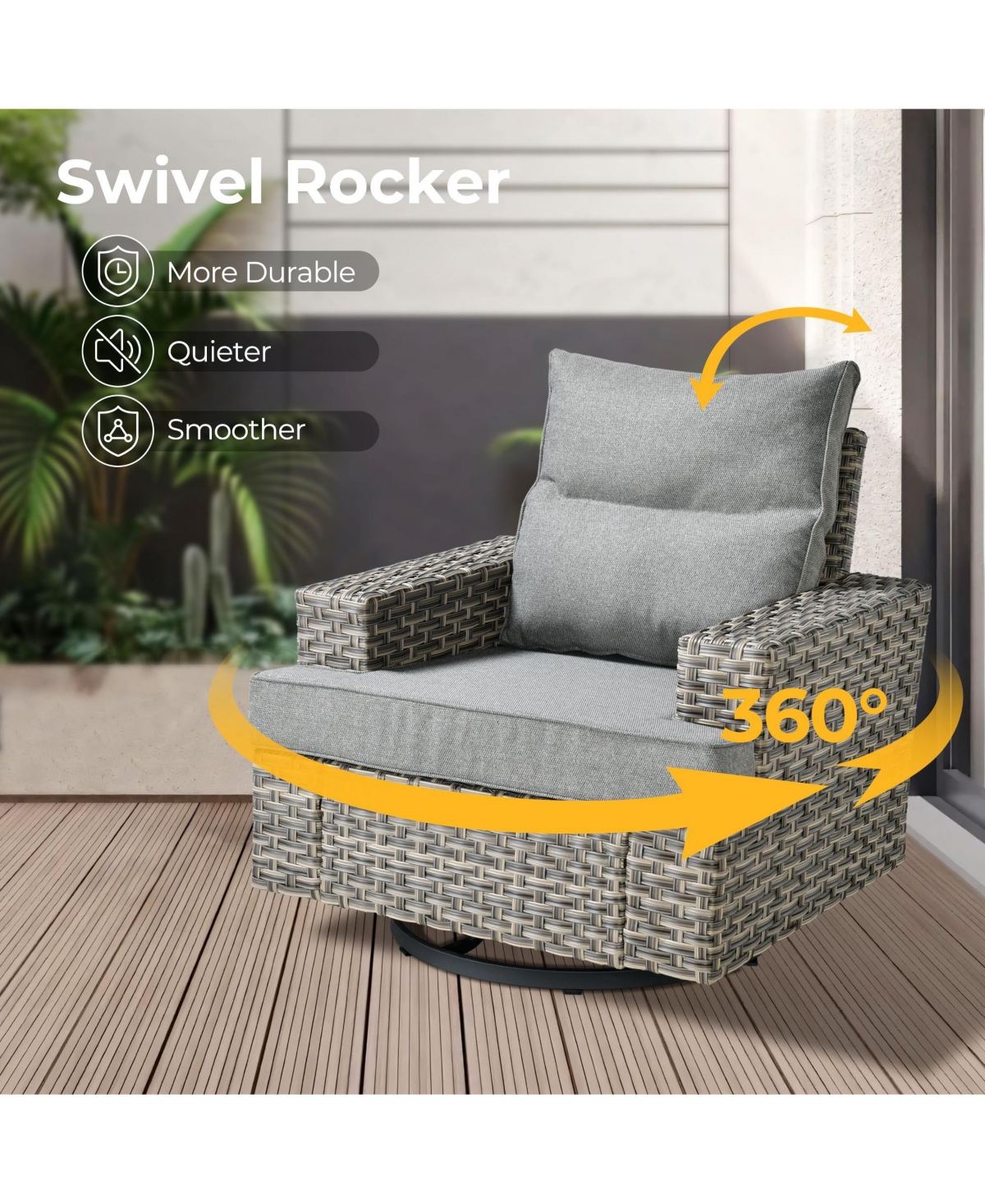 Xizzi Wicker Outdoor Patio Furniture Set, 9PCS Rattan Modular Sectional Sofa,Outside Swivel Rocking Chairs Coversation Set with Side Table