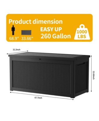 260 Gal 0utdoor Storage Resin Deck Box Large Patio Storage Container