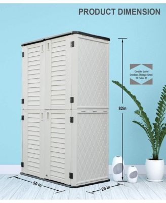 50 "W x 29" D x 79.53"H Outdoor Storage Shed with Sliding Door ,Double Cabinet