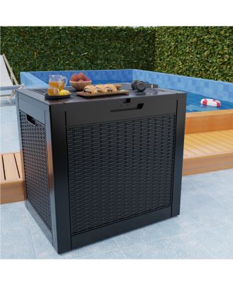 31 GAL Rattan Deck Boxes for Outdoor Storage with Side Handles