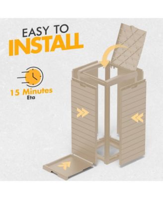 31 Gallon Large Outdoor Trash Can with Lid and Liquid Drawer