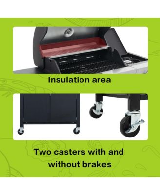 Stainless Steel 5-Burner 46,500 BTU Propane Gas Grill with Side Shelves, 4 Wheels