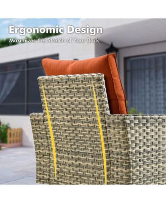 Piece Outdoor Patio Furniture Sets with Fire Pit Table,Wicker Sectional Sofa with Patio Swivel Chairs,Solar Powered Coffee Table and Ottoman