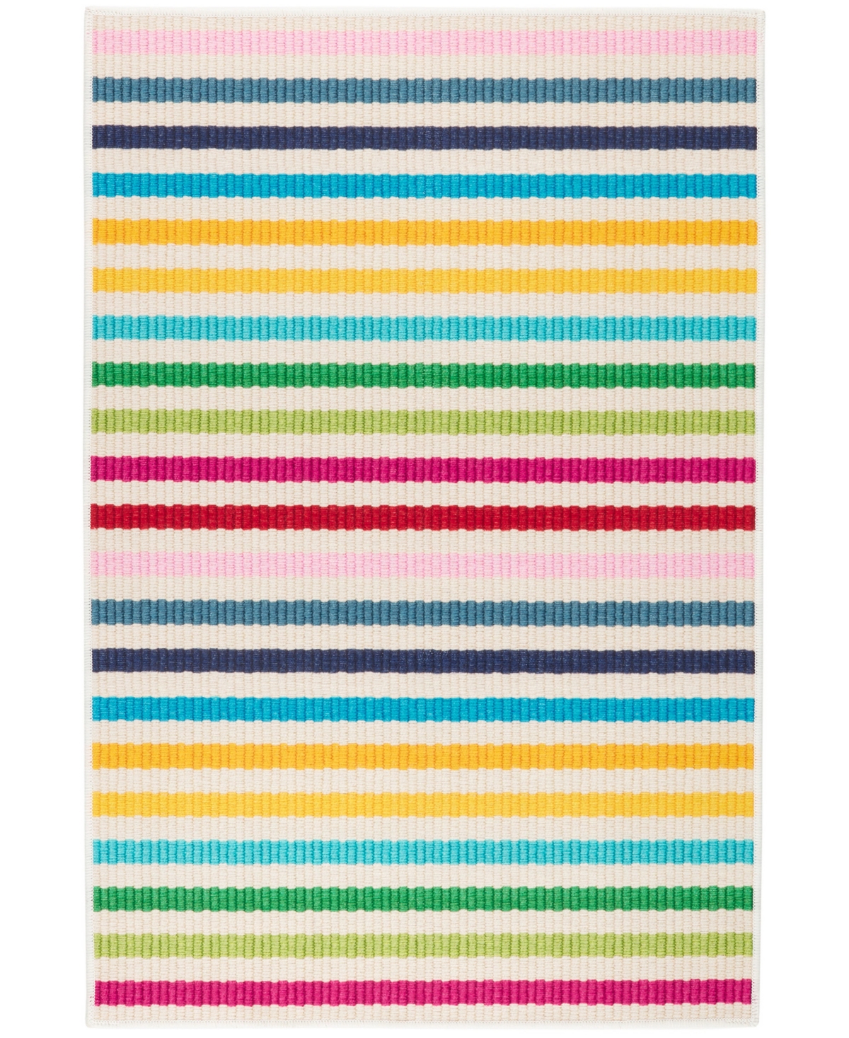 Dash And Albert Rugs By Annie Selke Rainbow Stripe Machine Washable Da2052 5'x8' Area Rug In Multi
