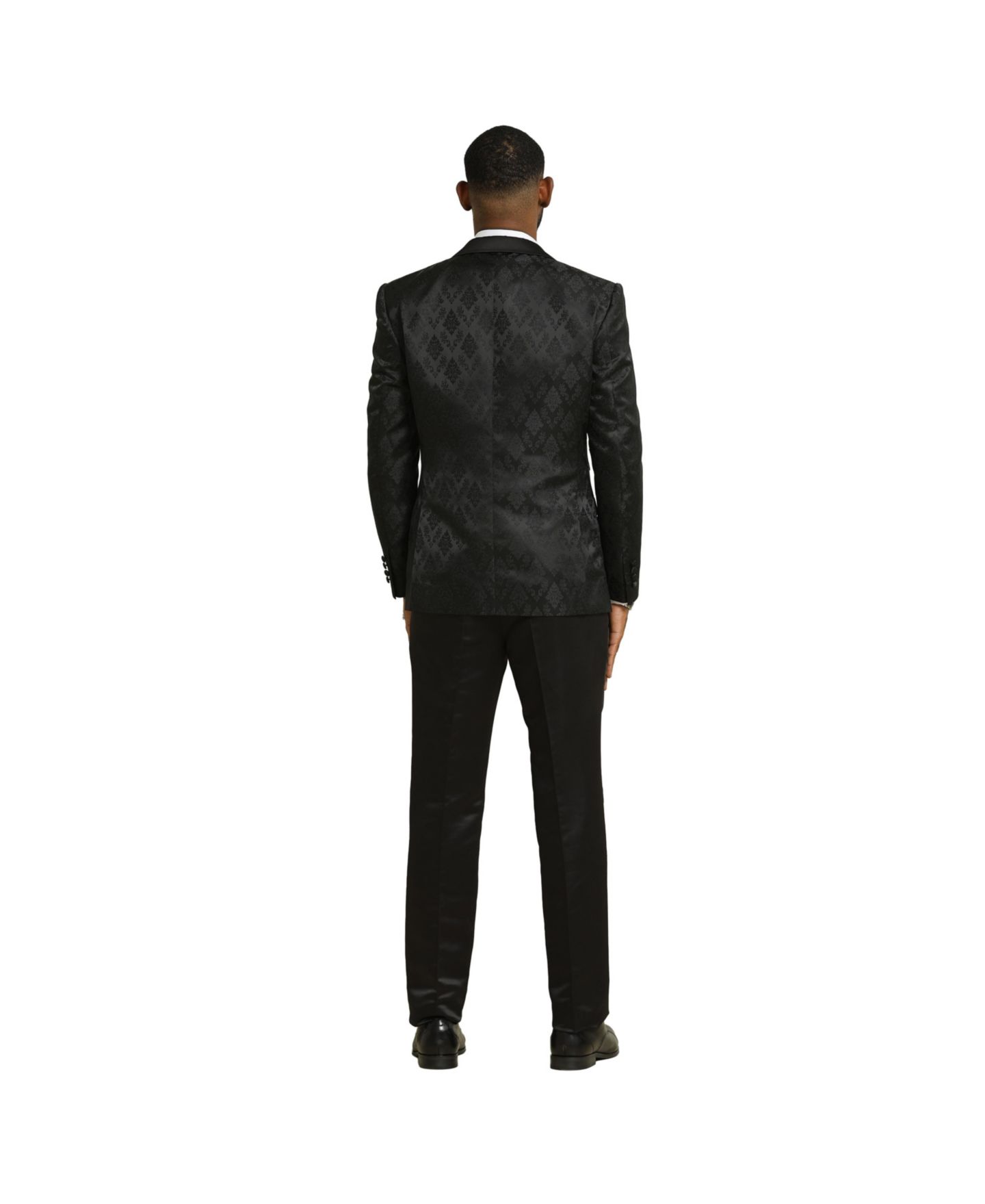 Мужские куртки Stacy Adams 3-Piece Paisley Jacket With Solid Vest And Pants Suit Notch Lapel, цвет: Чёрный — фото 5