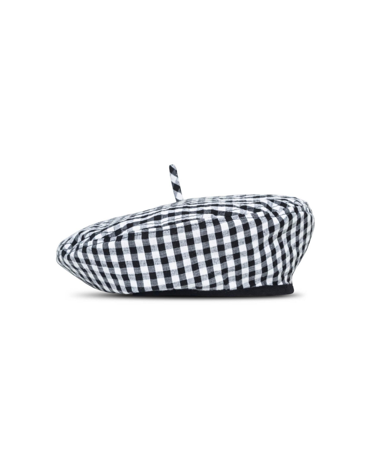 Simone Gingham Beret Hat In Black - Black