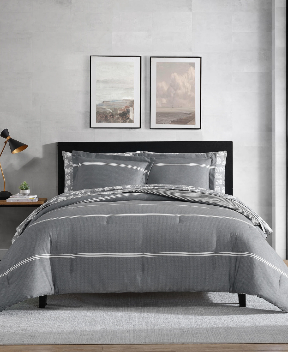 Eddie Bauer Chevron And Stripes Microfiber Reversible -Pc. Comforter Set