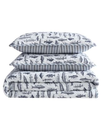 Wes Fish Cotton Reversible 3-Pc. Quilt Set, Full/Queen