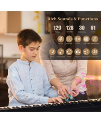 61-Key Portable Electronic Keyboard Piano Complete Digital Piano Set with Stand and Stool