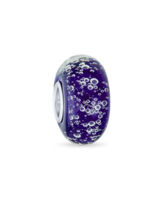 Set of 4 Bubble Murano Glass Spacer Charm Bead Sterling Silver Core