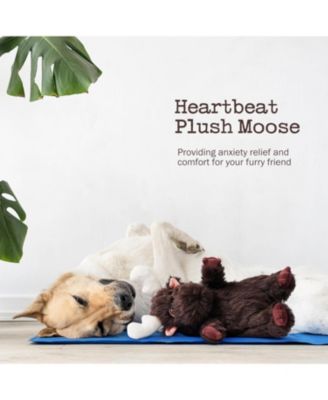 Moose HeartBeat Cuddle Dog Toy, Plush Stuffed Animal Pal with Battery-Powered Heartbeat, Ideal Comfort & Anxiety Relief Toy