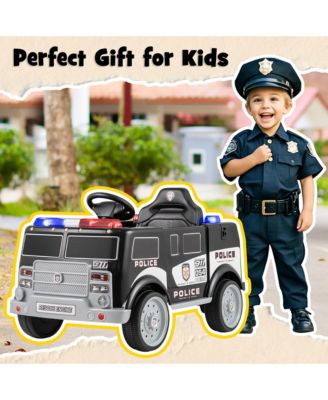 Kids Ride on Police Car w/ 3 Speeds Megaphone Music FM Radio Flashing Lights