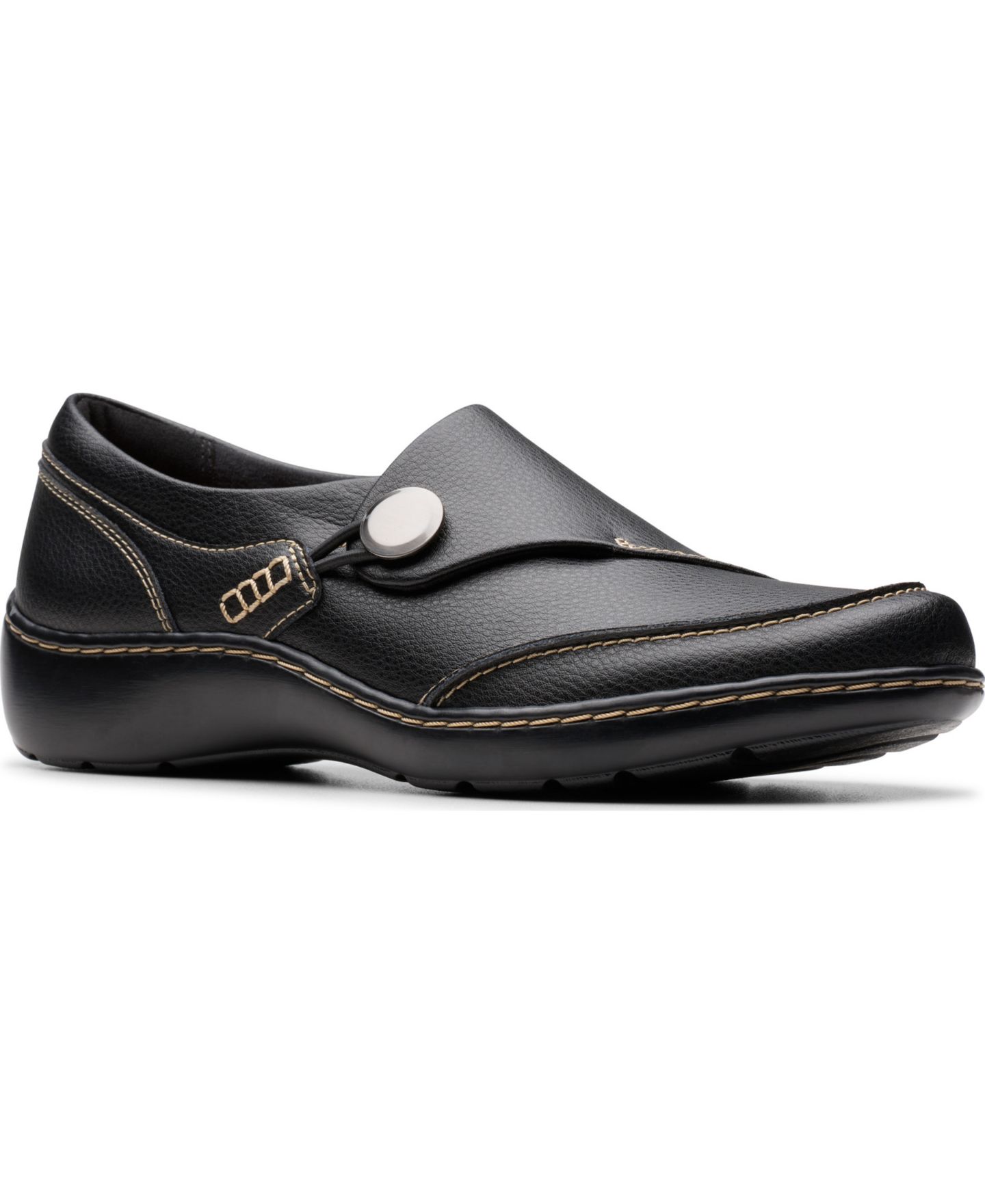 Женские туфли Clarks Cora Teresa Round Toe, цвет: Чёрный кожаный — фото 1