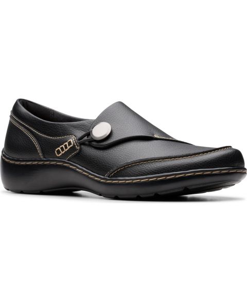 Женские туфли Clarks Cora Teresa Round Toe, цвет: Чёрный кожаный