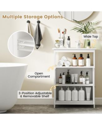 Bathroom Floor Cabinet Freestanding Storage Organizer with Open Compartment
