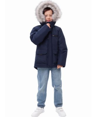 Little and Big Boys' Parka Jacket with Removable Trim