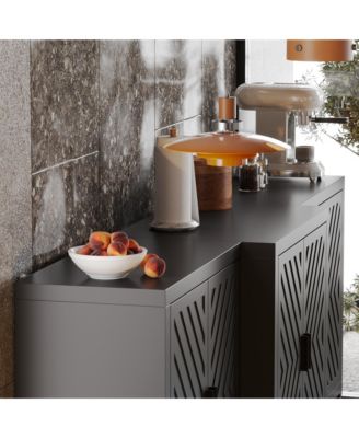 High quality black hemp flour multifunctional four door dressing table, wooden storage cabinet, side cabinet