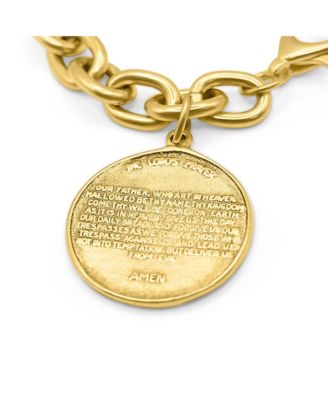 12k Gold Plated Bracelet Chain with Lord's Prayer Charm