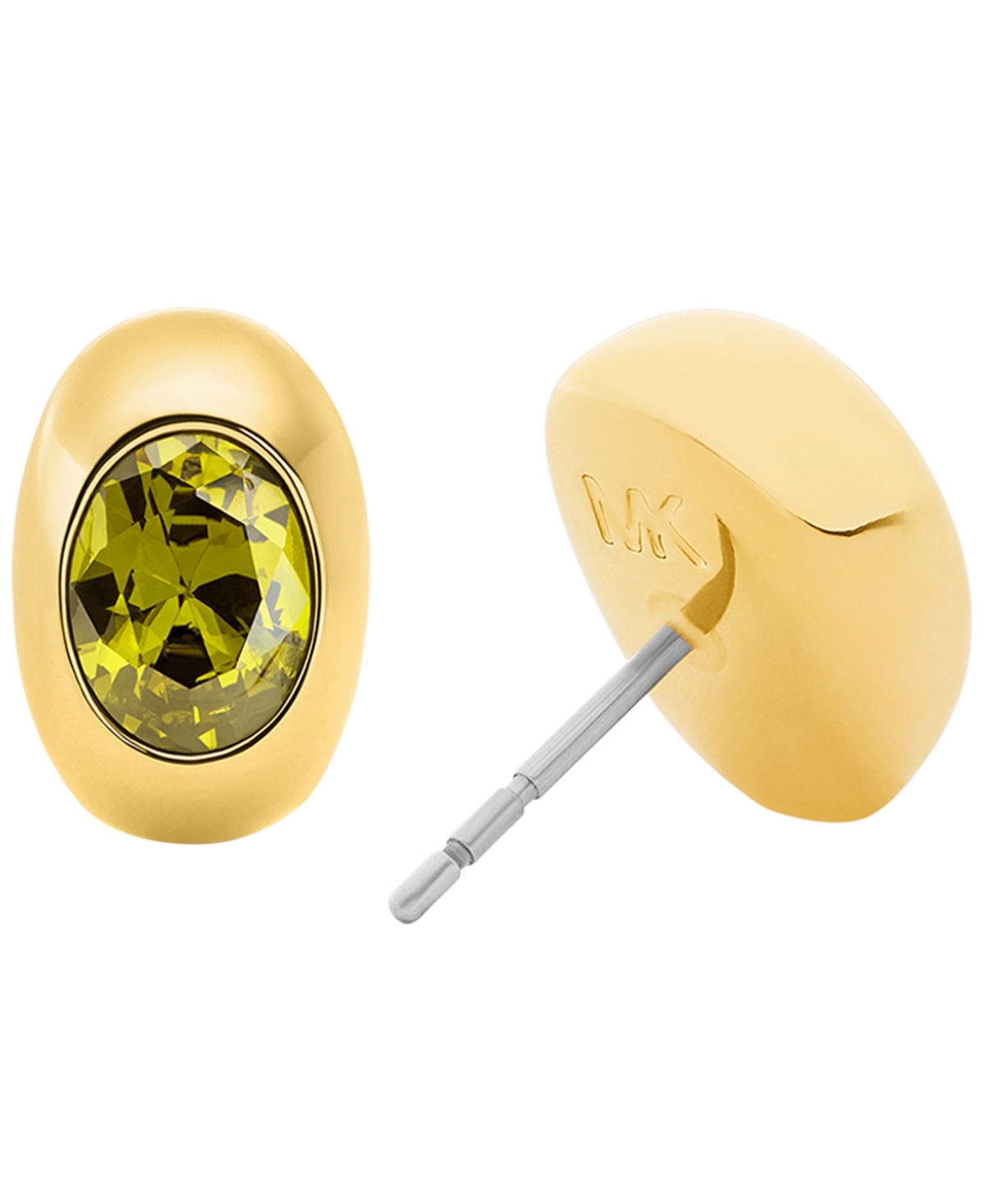 Michael Kors Gold-tone Oval Stone Stud Earrings In Yellow