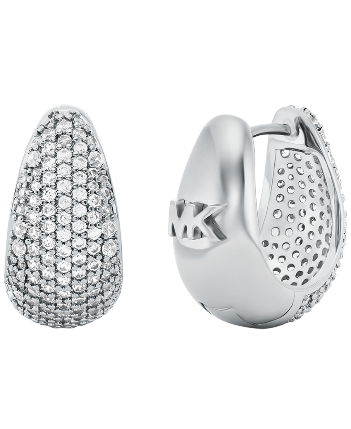 Michael Kors Silver-tone Teardrop Hoop Earrings In Metallic