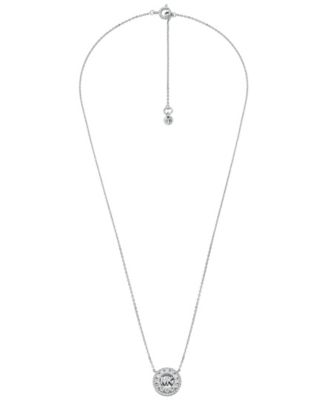 Cubic Zirconia Logo Pendant Necklace