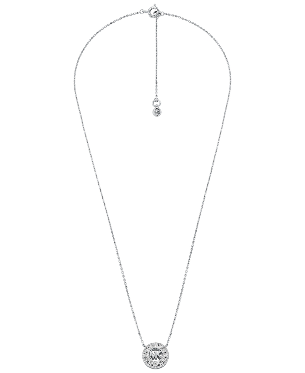 Michael Kors Cubic Zirconia Logo Pendant Necklace In Metallic