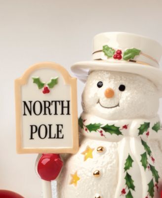 Happy Holly Days North Pole Snowman Lit Figurine