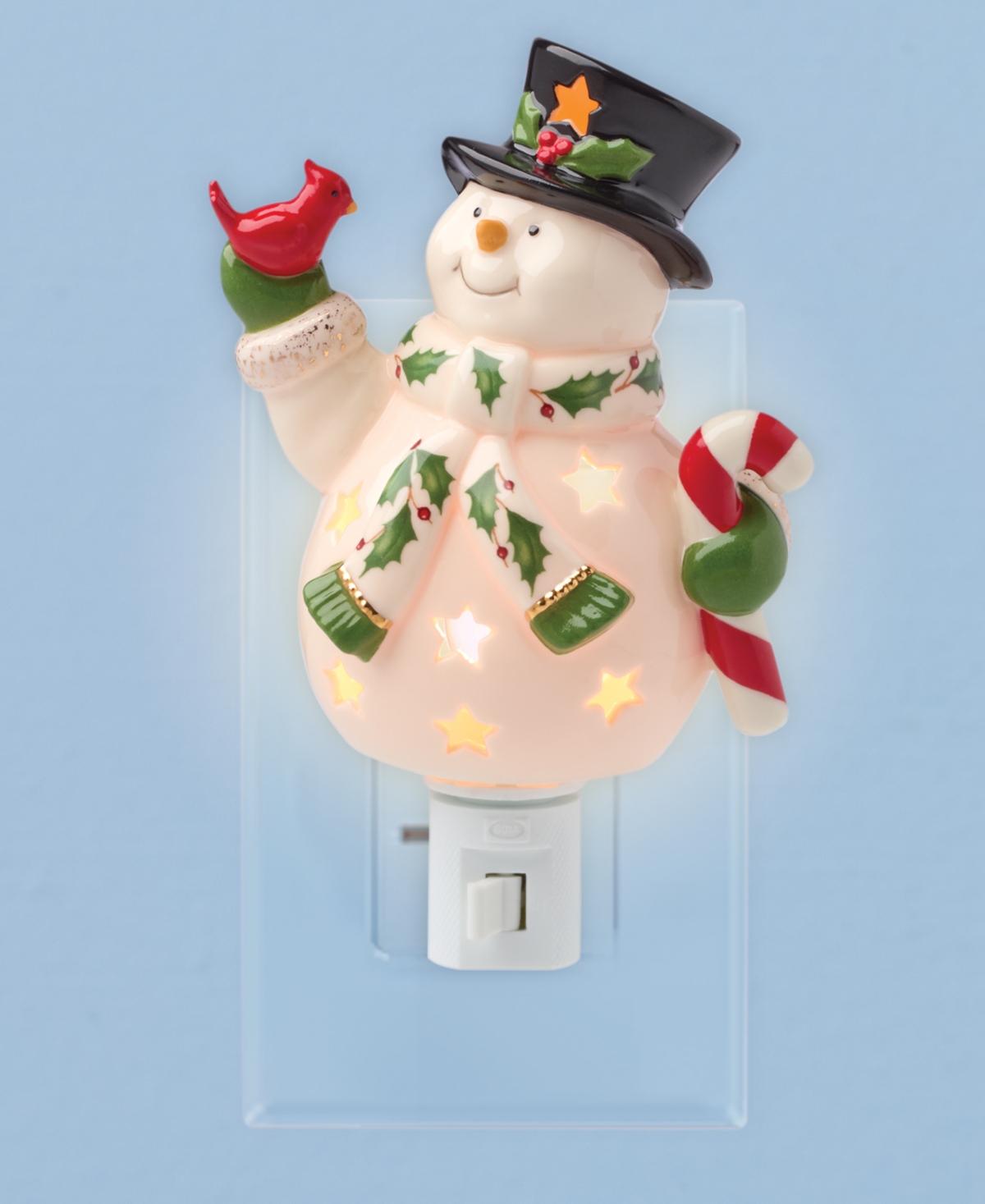 Lenox Happy Holly Days Snowman Night Light In White