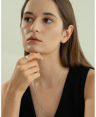 Sterling Silver 18k Gold Plated Aria Clover Stud Earrings Holiday Gift Idea