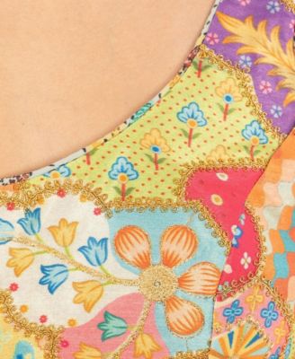 Women's One-Shoulder Floral Ruffle Saree Dress