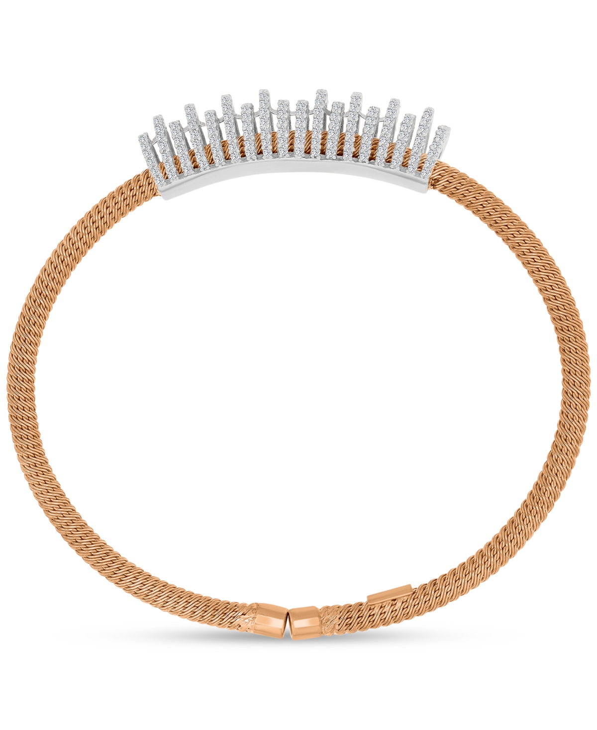 Macy's Cubic Zirconia Rondelle Woven Link Cuff Bracelet In Gold
