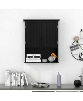 2-Door Wall Mount Bathroom Storage Cabinet with Open Shelf