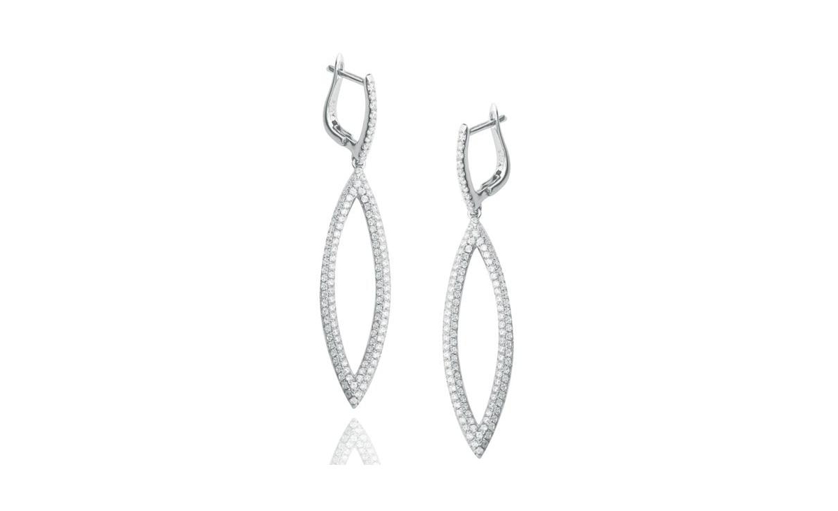 Suzy Levian Pave Cubic Zirconia Sterling Silver Pave Marquise Drop Earrings - White