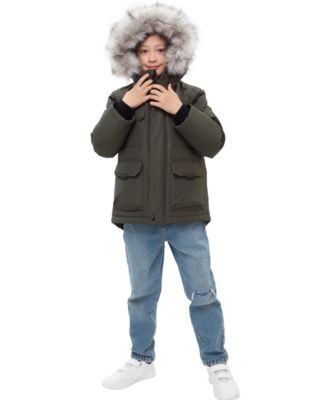 Little and Big Boys' Parka Jacket with Removable Trim