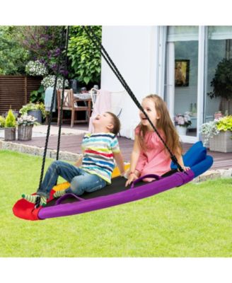 40 inch Saucer Tree Outdoor Round Platform Swing with Pillow and Handle