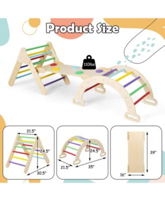 5 in 1 Wooden Climbing Toys for Toddlers, Triangle Climber with Ramp for Sliding or Climbing
