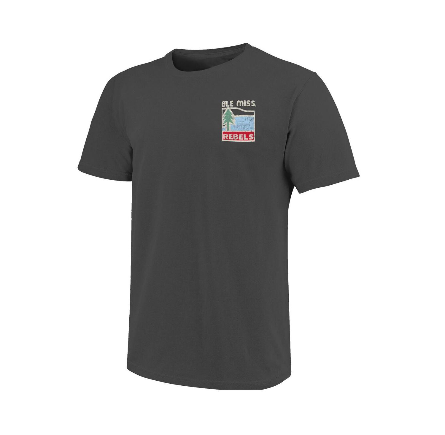 Men's Graphite Ole Miss Rebels Comfort Colors Minimal Vista Distressed Graphics T-Shirt