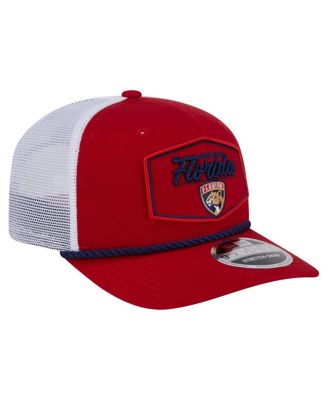 Men's Red/White Florida Panthers Team Patch Basic 9SEVENTY Adjustable Trucker Hat