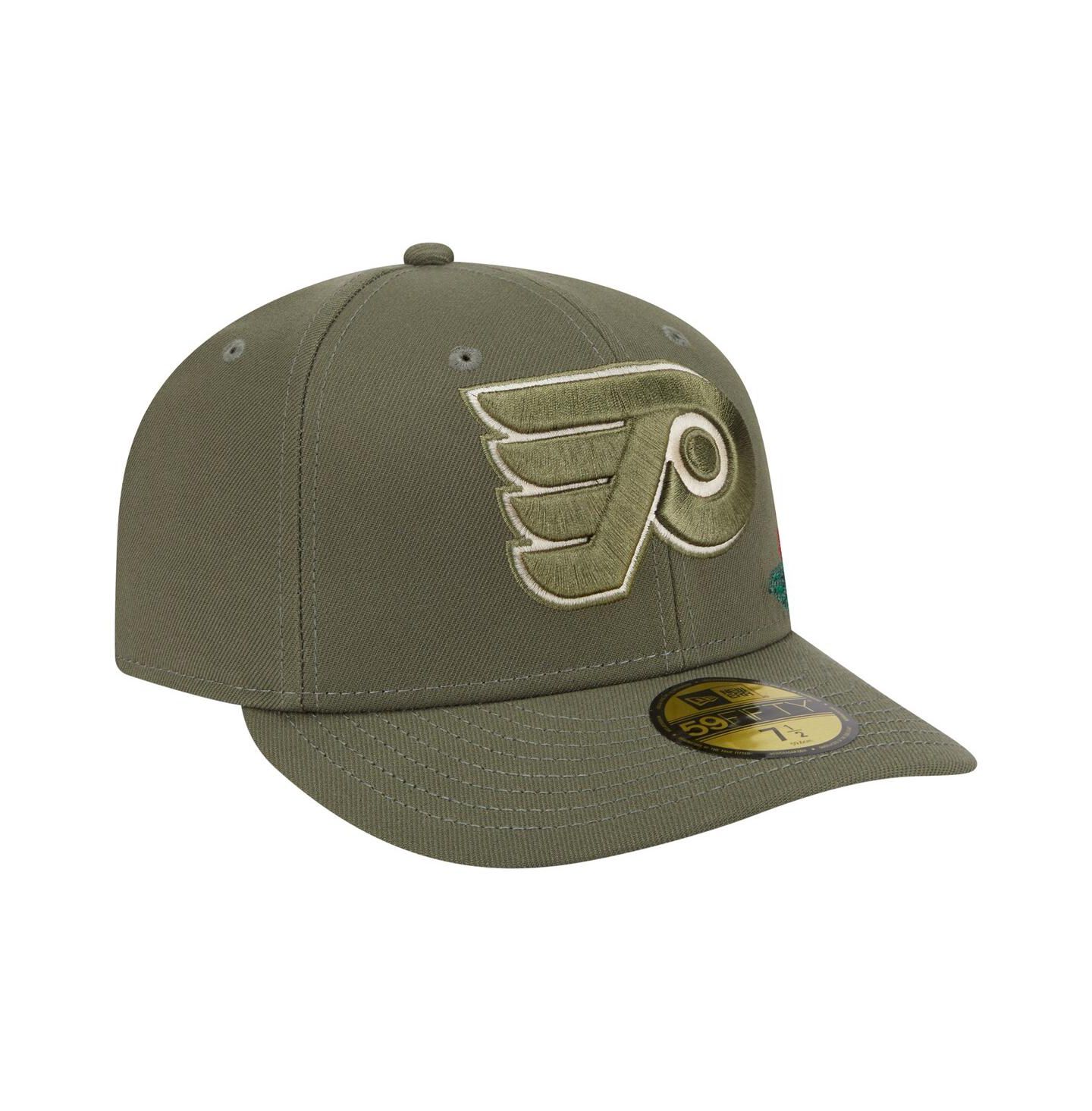 Мужская кепка New Era Olive Philadelphia Flyers Tonal Florals 59FIFTY Fitted Hat — фото 3