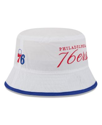 New Era - Men's White/Royal Philadelphia 76ers 2025 NBA Draft Nylon Bucket Hat