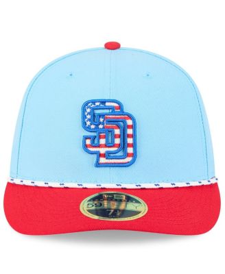 Men's Light Blue/Red San Diego Padres 2025 Fourth of July Low Profile 59FIFTY Fitted Hat