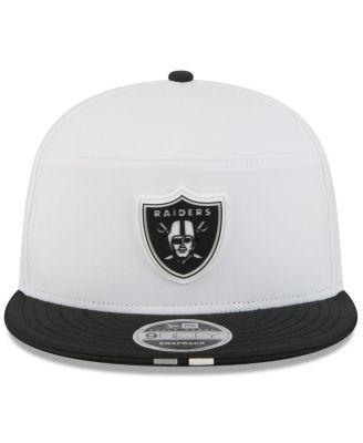 Men's White/Black Las Vegas Raiders 2025 NFL Training Camp Split Panel 9FIFTY Snapback Hat
