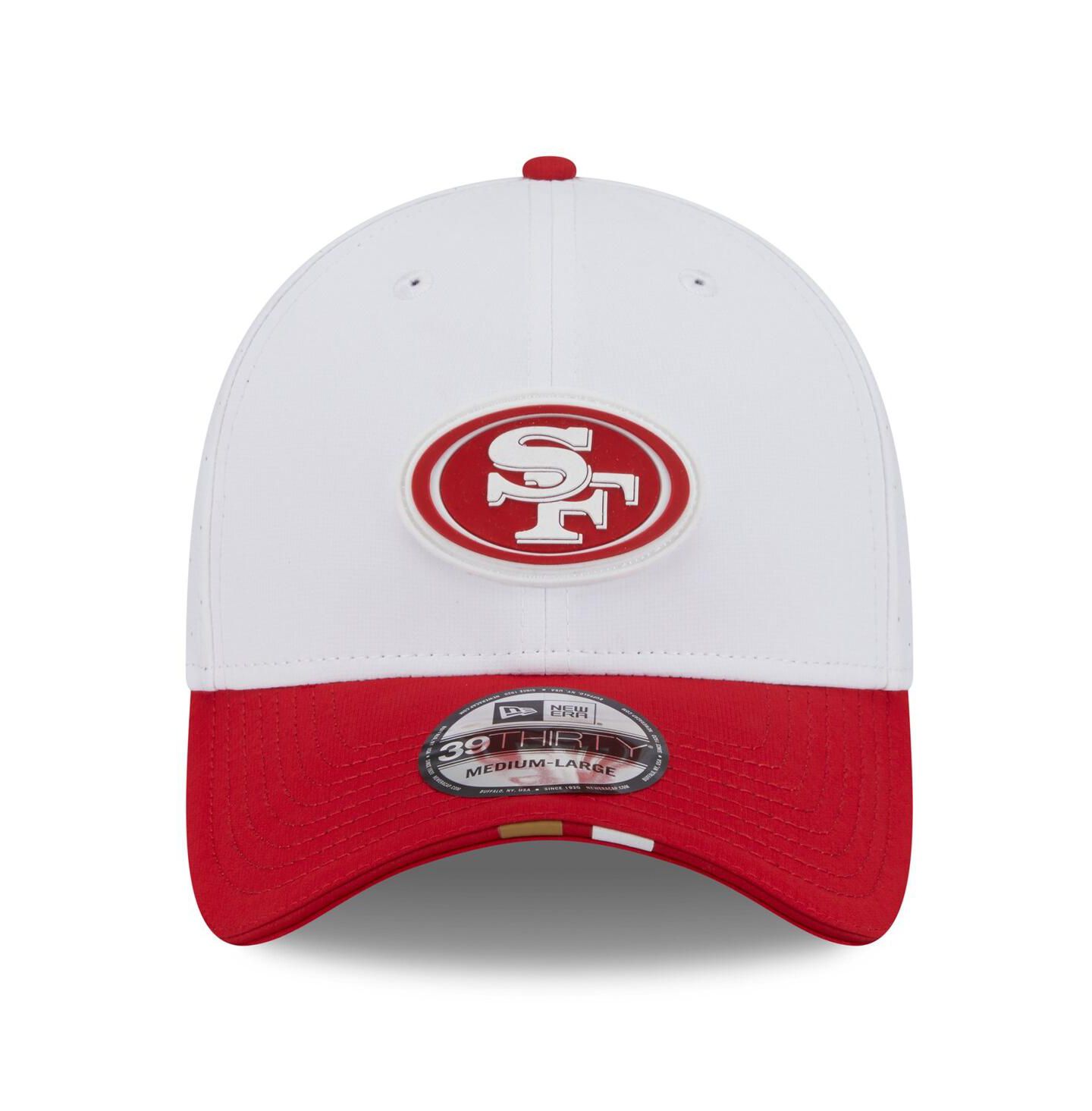 Мужская кепка New Era White/Scarlet San Francisco 49ers 2025 NFL Training Camp 39THIRTY Flex Hat — фото 2
