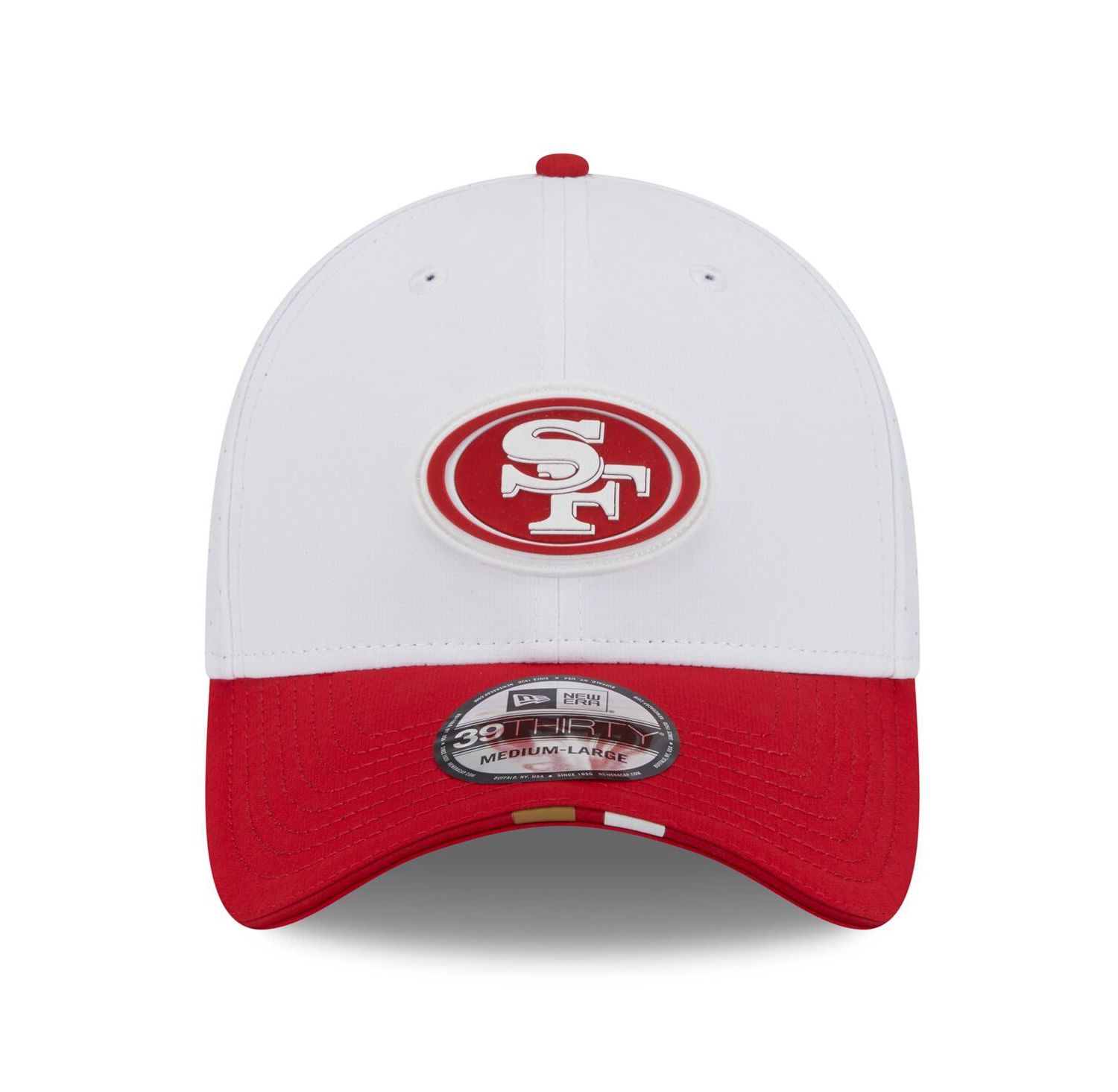 Men's White/Scarlet San Francisco 49ers 2025 NFL Training Camp 39THIRTY Flex Hat