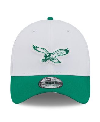 Men's White/Kelly Green Philadelphia Eagles 2025 NFL Training Camp Throwback Logo 39THIRTY Flex Hat