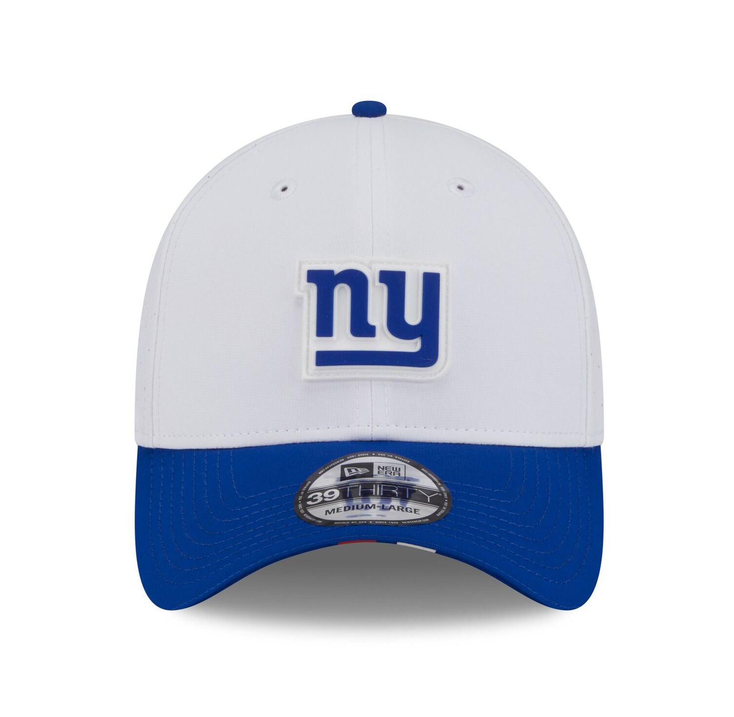 Men's White/Royal New York Giants 2025 NFL Training Camp 39THIRTY Flex Hat